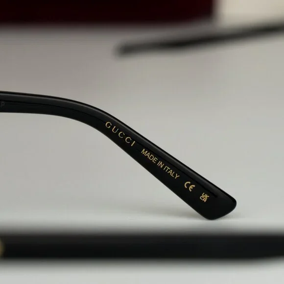 BRAND NEW Gucci GG1448O 001 Gold Black Demo Rectangle Unisex Eyeglasses